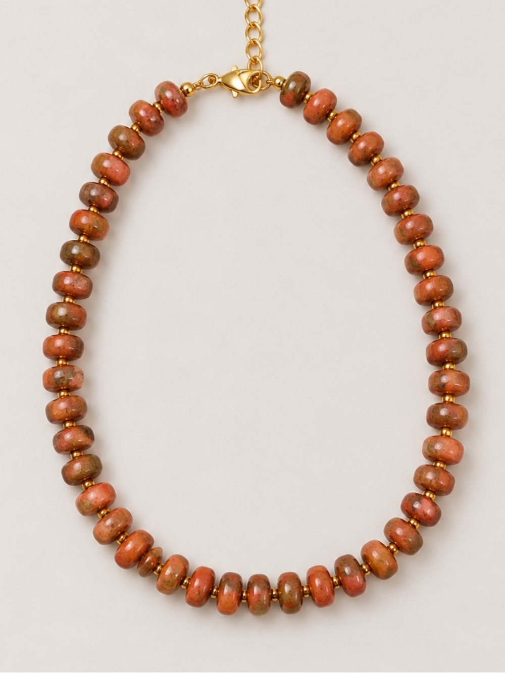New! Orange Brown Mixed Beaded Neutral Dopamine Necklace NWOT 3021